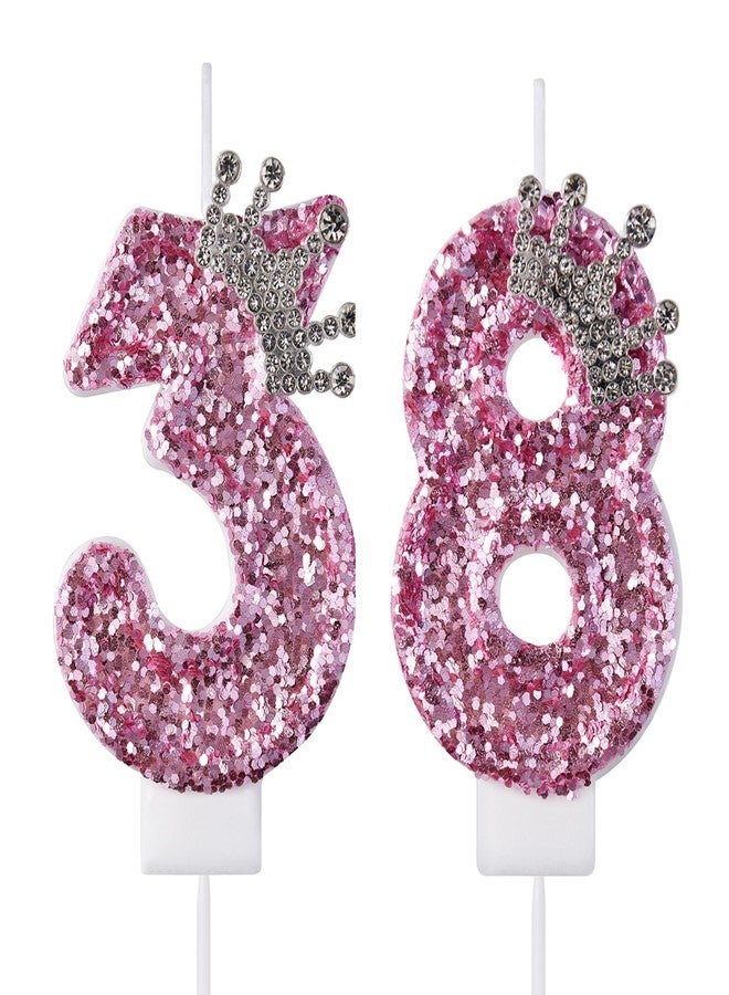 VSHILI 38 83 Birthday Candles, 38th 83rd Cake Candles, Pink Birthday Number 38 83 Candles Cake Topper Decorations for Party Men Women - Image 1